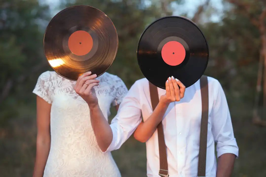 bride and groom question dj on records